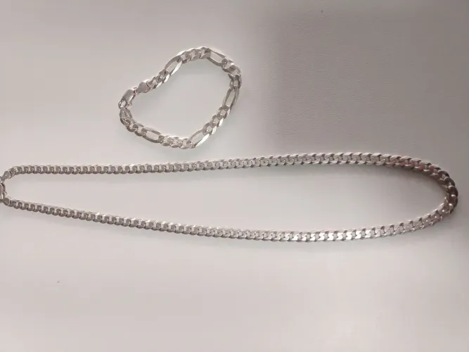 CORDAO E PULSEIRA DE PRATA