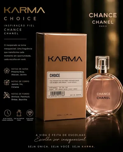 Perfume Karma Choice 100ml inspiração de Choice Chanel