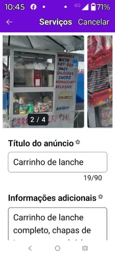 Carrinho de lanche completo.