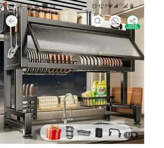 ESCORREDOR DE LOUÇAS PRATOS ORGANIZADOR DE PIA DE COZINHA 75 CM