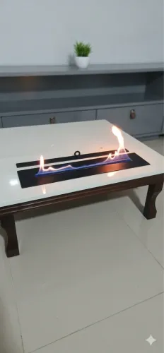 Mesa de centro com lareira embutida