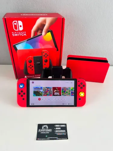 Nintendo Switch Oled Edição Mário!! DESBLOQUEADO!! (Aceito Cartão)