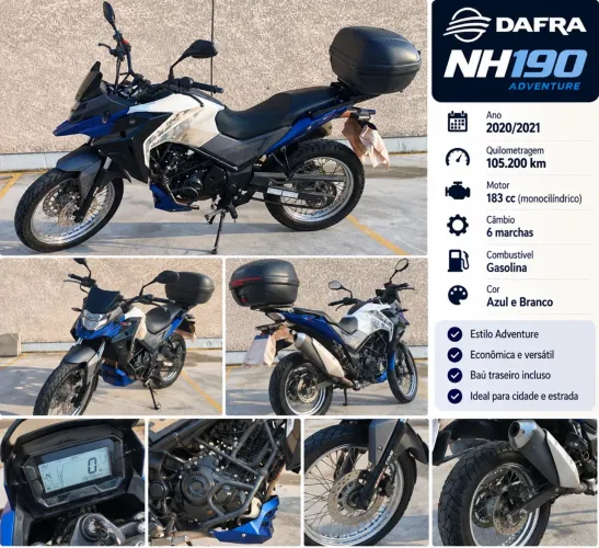 Dafra NH 190 2020/2021 Azul e Branca - R$ 12.000