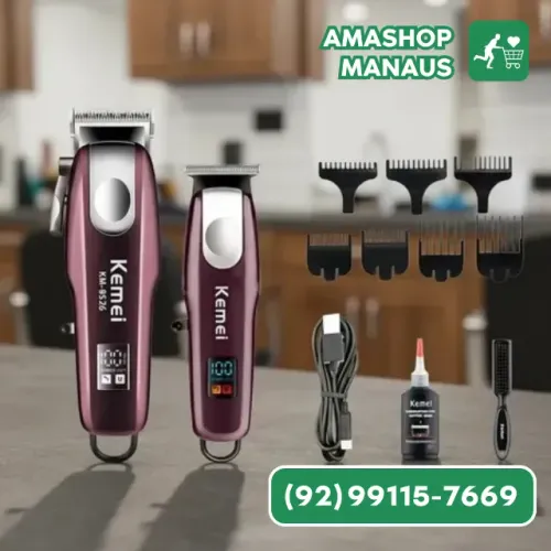 Kit Maquina De Cortar Cabelo E Acabamento Profissional