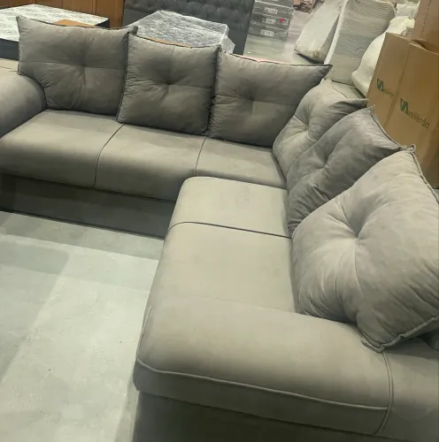 Sofá De Canto Cinza Suede  NOVO 