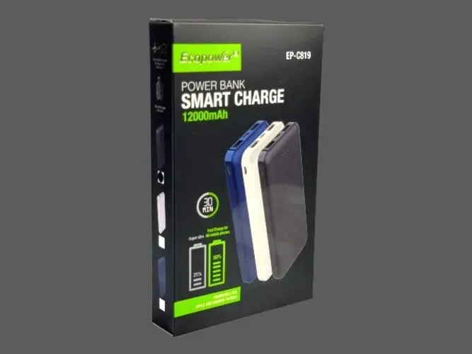 Carregador Portátil Power Bank Ecopower 12000mAh EP-C819 Smart Charge