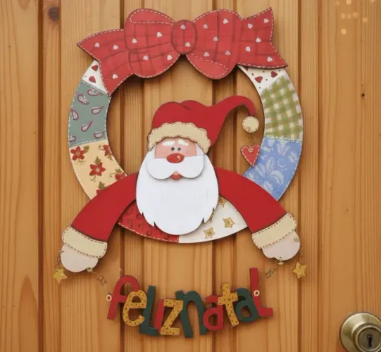 guirlanda de natal porta em mdf papai noel