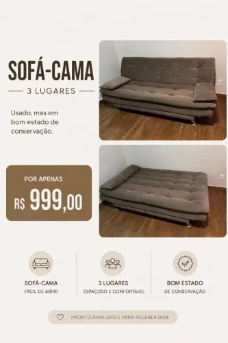 Vendo Sofá-Cama 3 lugares