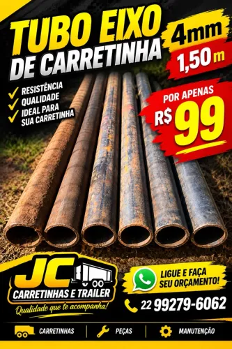 Tubo pra eixo de carretinha