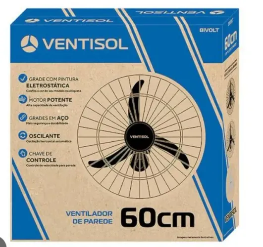 VENTILADOR PAREDE 60CM(TUFÃO) 200W BIVOLT VENTISOL