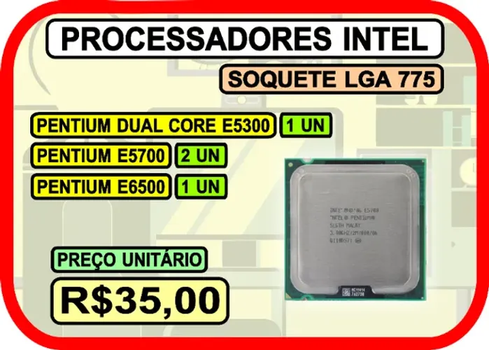  Processadores Intel Dual Core Lga775 (Produto OEM-Entrega Grátis)