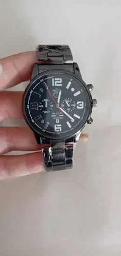 Relógio Estilo Field Sport Black Caixa em Aço Inox Mostrador com Data e 1 ano de Garantia