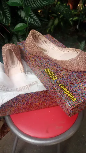 Melissa Campana Papel VII bege rosado glitter original
