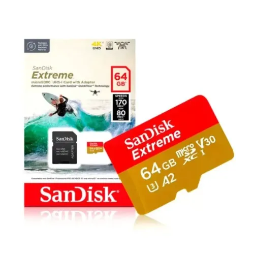 Cartão De Memória Sandisk Extreme 64gb 170mb Microsdxc
