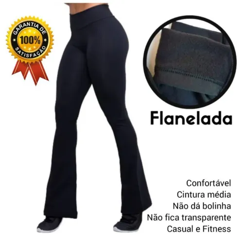 Calça Flare Flanelada Confortável e Fitness