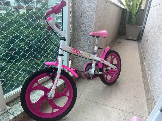 Bicicleta Caloi Aro?16 (infantil) - pouco usada, aro 16, rosa/branca