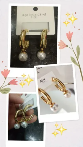 Brincos argola com pérola