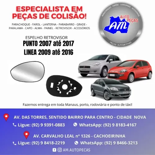 Espelho retrovisor punto/linea 2007/17 