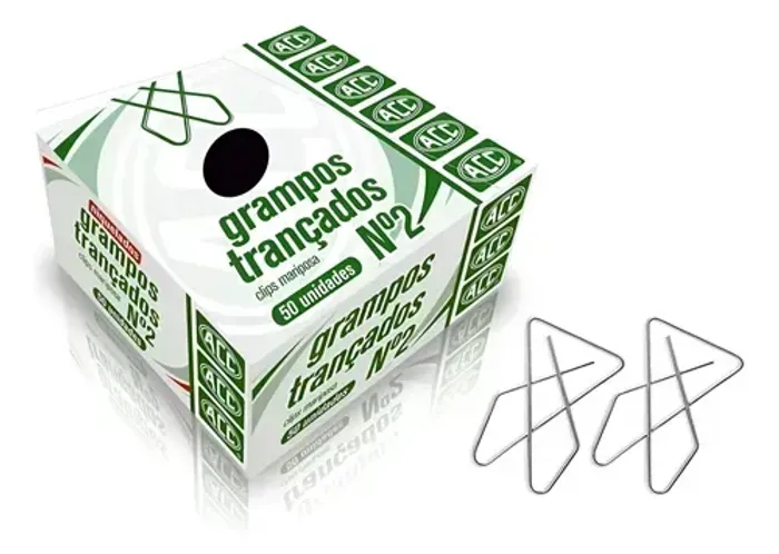 Grampo Trançado Nº2 Kit 2 caixas, cada caixa com 50 Unidades Acc Prateado