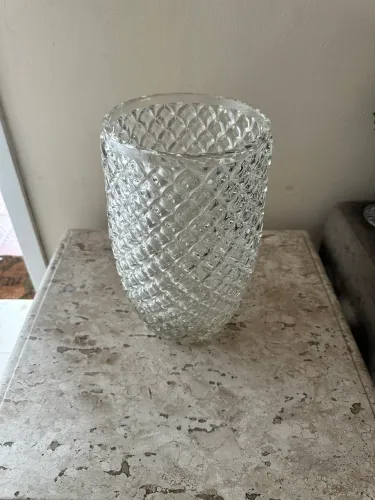 Vaso Em Cristal Murano Transparente - São Marcos 29Cm