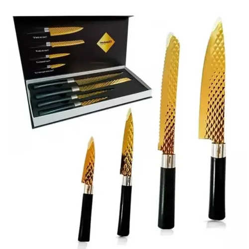 KIT FACAS DELUXE 4 PEÇAS DOURADA