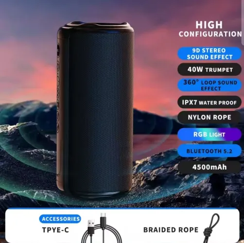 Caixa de Som Bluetooth, Soundbar, Autofalante Estéreo, Impermeável, Portátil