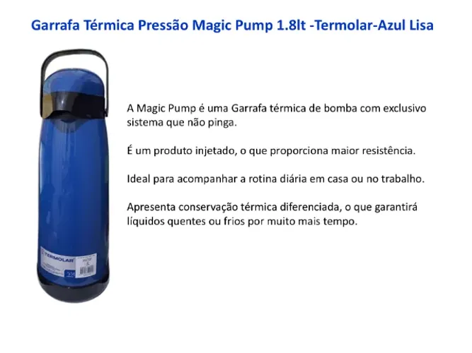 Garrafa Térmica Termolar Magic Pump 1.8lt