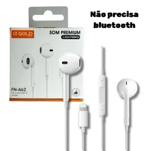 Fone de Ouvido Lightning c. Microfone e Ajuste de Volume - Funciona sem Bluetooth