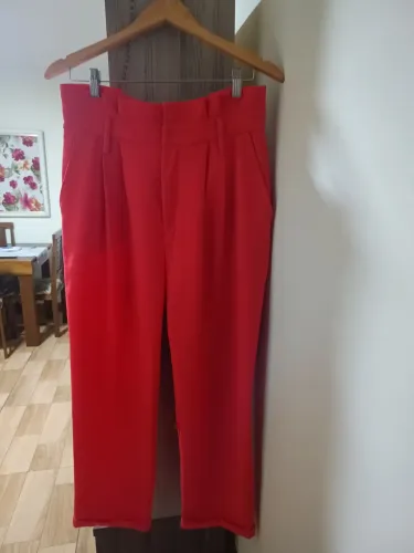 Calça Lança Perfume original de tecido vermelha  - Tamanho M