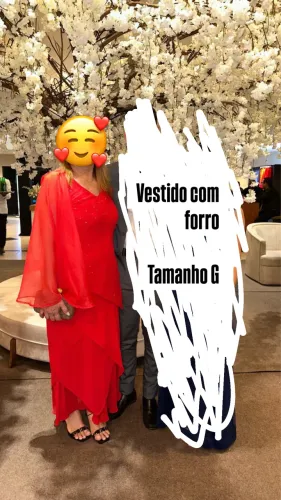 Vestido vermelho longo (G) - usado 1 vez
