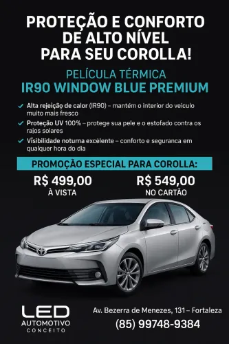 Película Térmica IR90 Window Premium para Corolla
