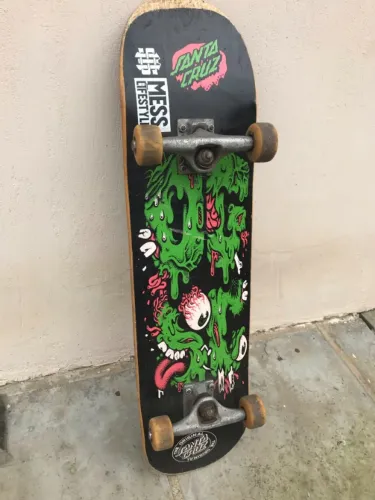 Skate - Shape Santa Cruz 8.0" - Rolamentos ABEC 9 - Truck Crail - Lixa Diamond