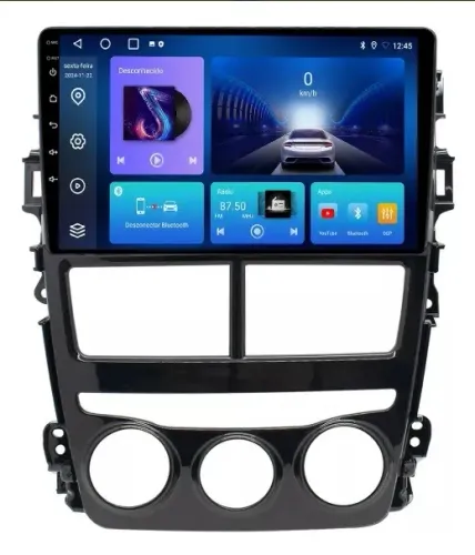 Central Multimídia Android 9 polegadas Carplay e Android auto Yaris A/c Analógico