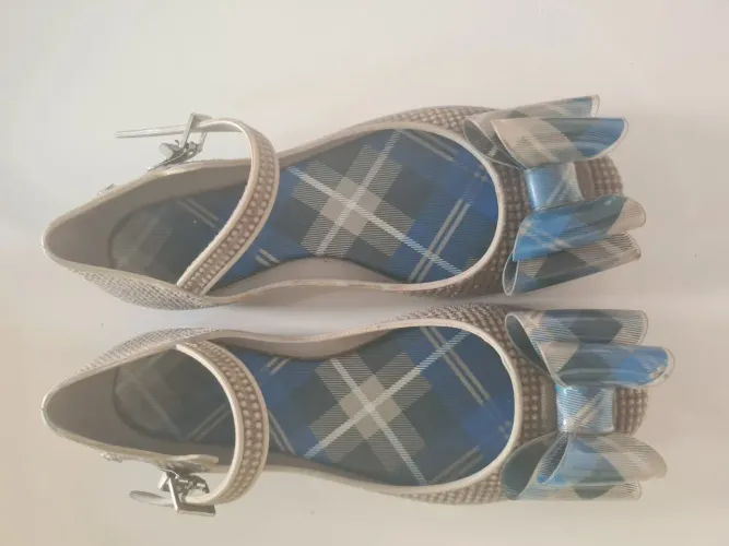 Melissa Hoop Flocado Azul com Laço Xadrez | Tamanho 36