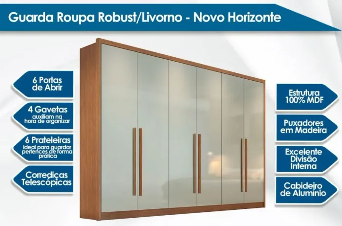 Guarda Roupas Casal Mdf Robust com montagem e entrega grátis consulte*