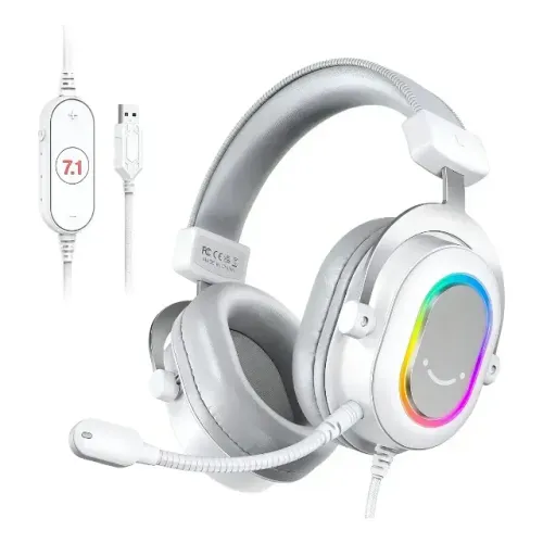 Headset Gamer Fifine AmpliGame H6 7.1 Branco USB Over-ear