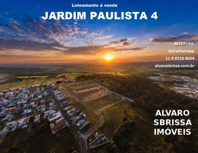 Loteamento JARDIM PAULISTA 4 - Lançamento Lotes Planos 250m2 Entrega para construir:01/202