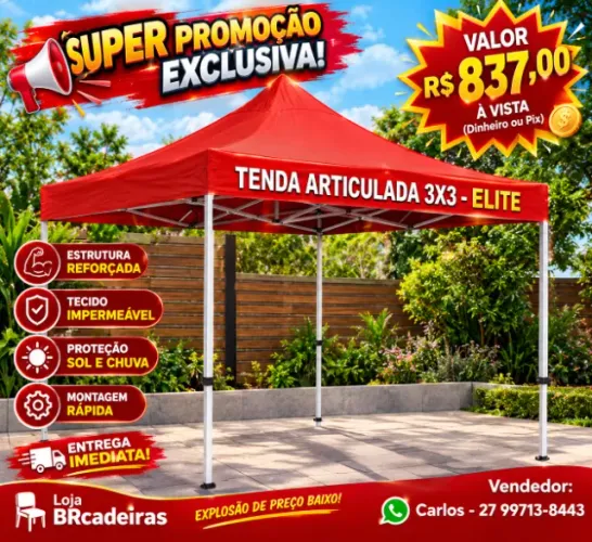 Tenda Articulada 3x3 Impermeável Elite