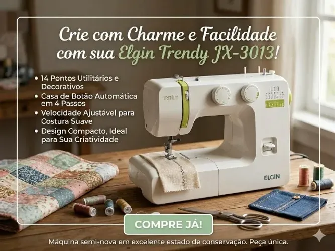 Máquina de Costura Elgin Trendy JX-3013 - Seminova (Excelente Estado!)