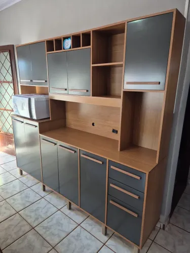 Armário para Cozinha 11 Portas 2 Gavetas Ágata Cinamomo/Grafite