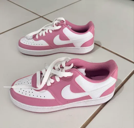 Nike Court Vision Branco Rosa Conforto Moderno
