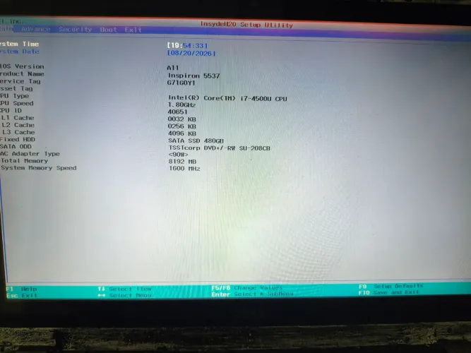 Notebook Dell Inspiron 5537, Core I7 4500 tela 14, 8GB memória funcionando