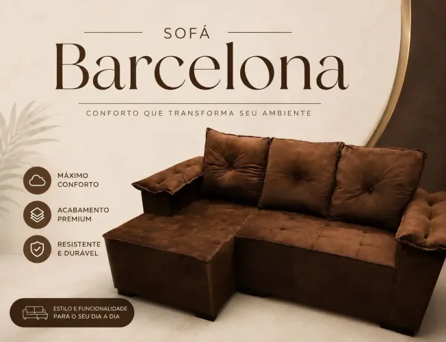 Sofá na promoção com almofadas nos braços