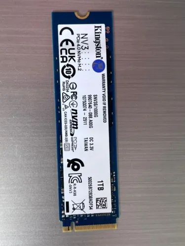 SSD Kingston NV3, 1 TB, M.2 2280, PCIe 4.0 x4, NVMe, Leitura: 6000 MB/s, Gravação: 4000 MB