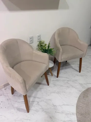 Kit 2 cadeiras poltrona sala cozinha luna jantar recepção