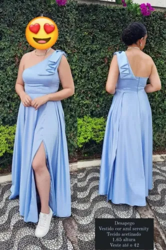 Na descrição vc coloca Vestido longo festa azul serenity tam 42