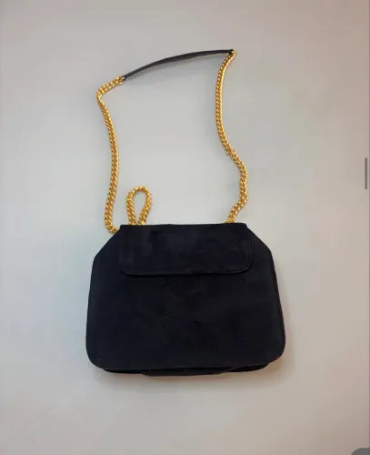 Bolsa preta de festa camurça