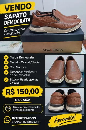 Sapato de couro marca Democrata