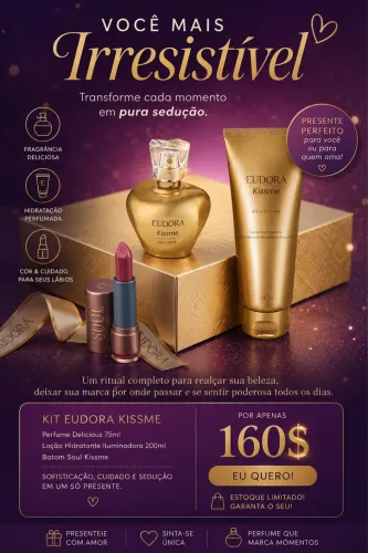 Kit perfume , creme e batom