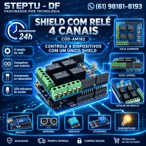 Shield Com Relé Com Relé 4 Canais Arduino Automação Robotica COD-AM182